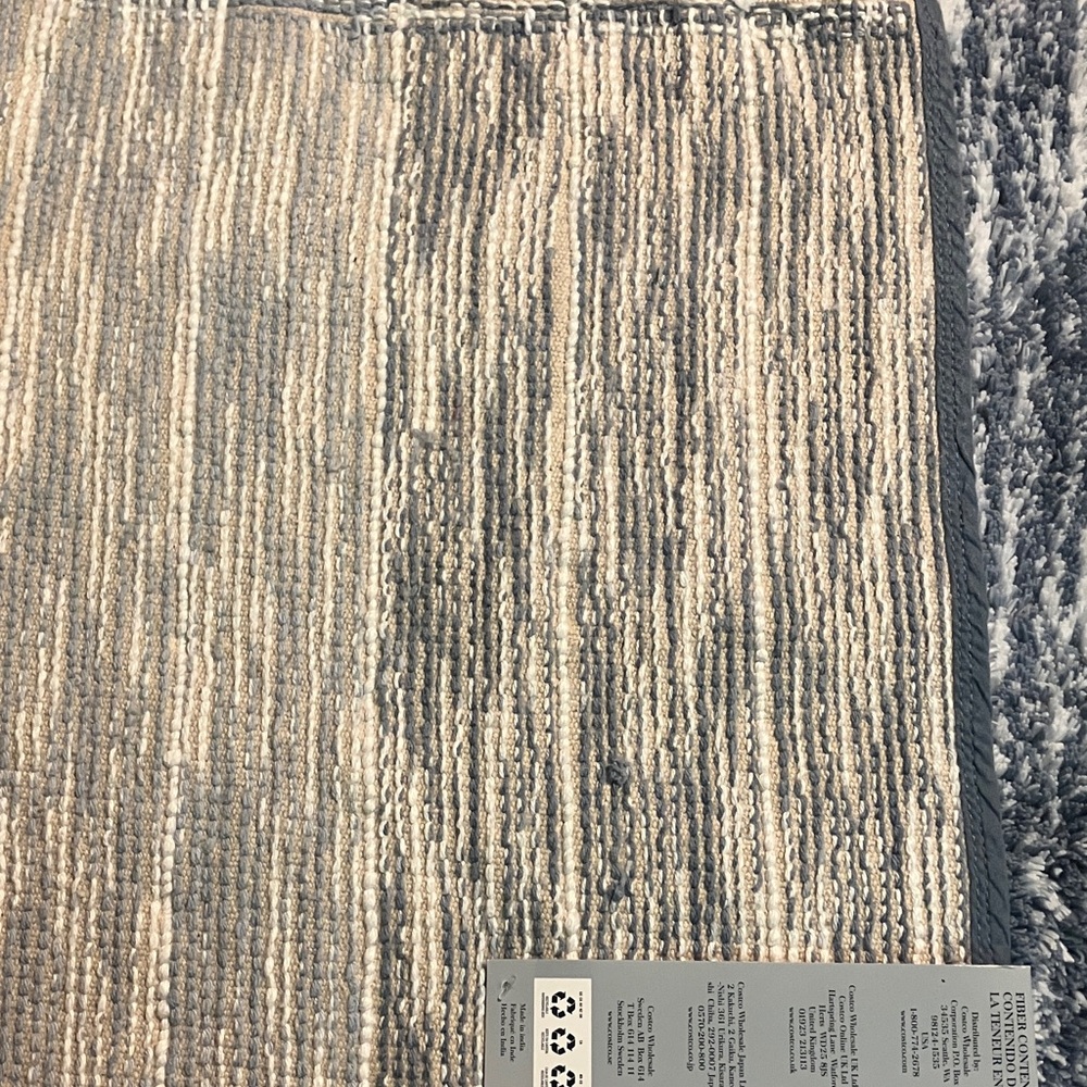 Blue and White Striped Rug - Picture 3 of 4